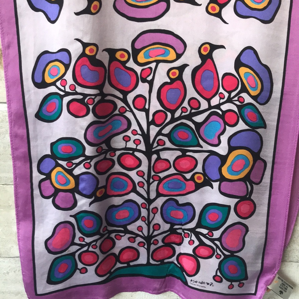 Colorful indigenous woodland themed genuine silk Scarf - Picture 2 of 4